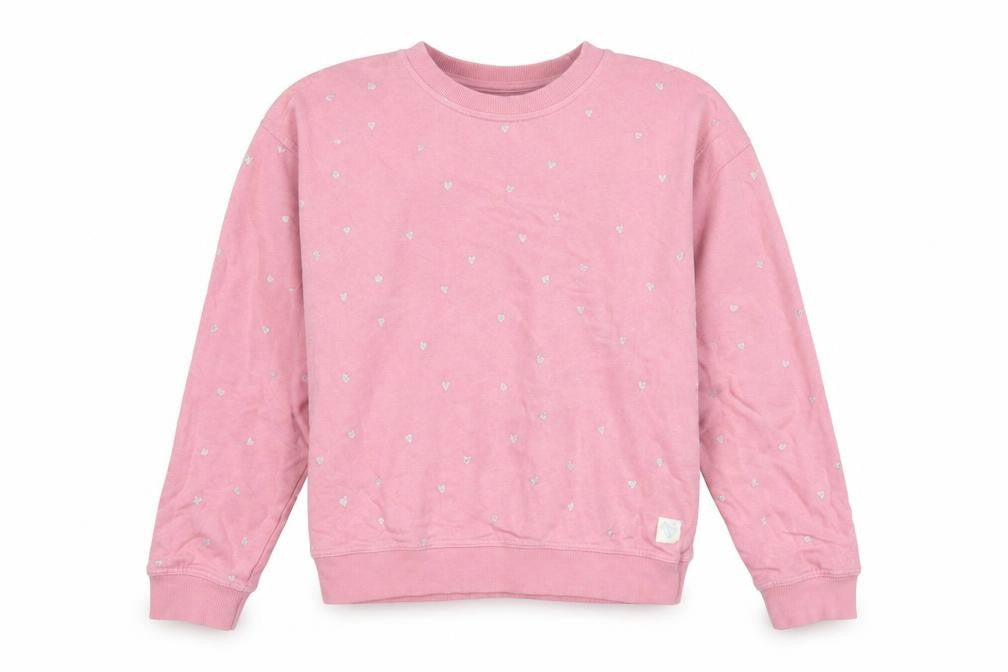 Front view of John Lewis girls’ pink pullover sweatshirt, size 12, years
