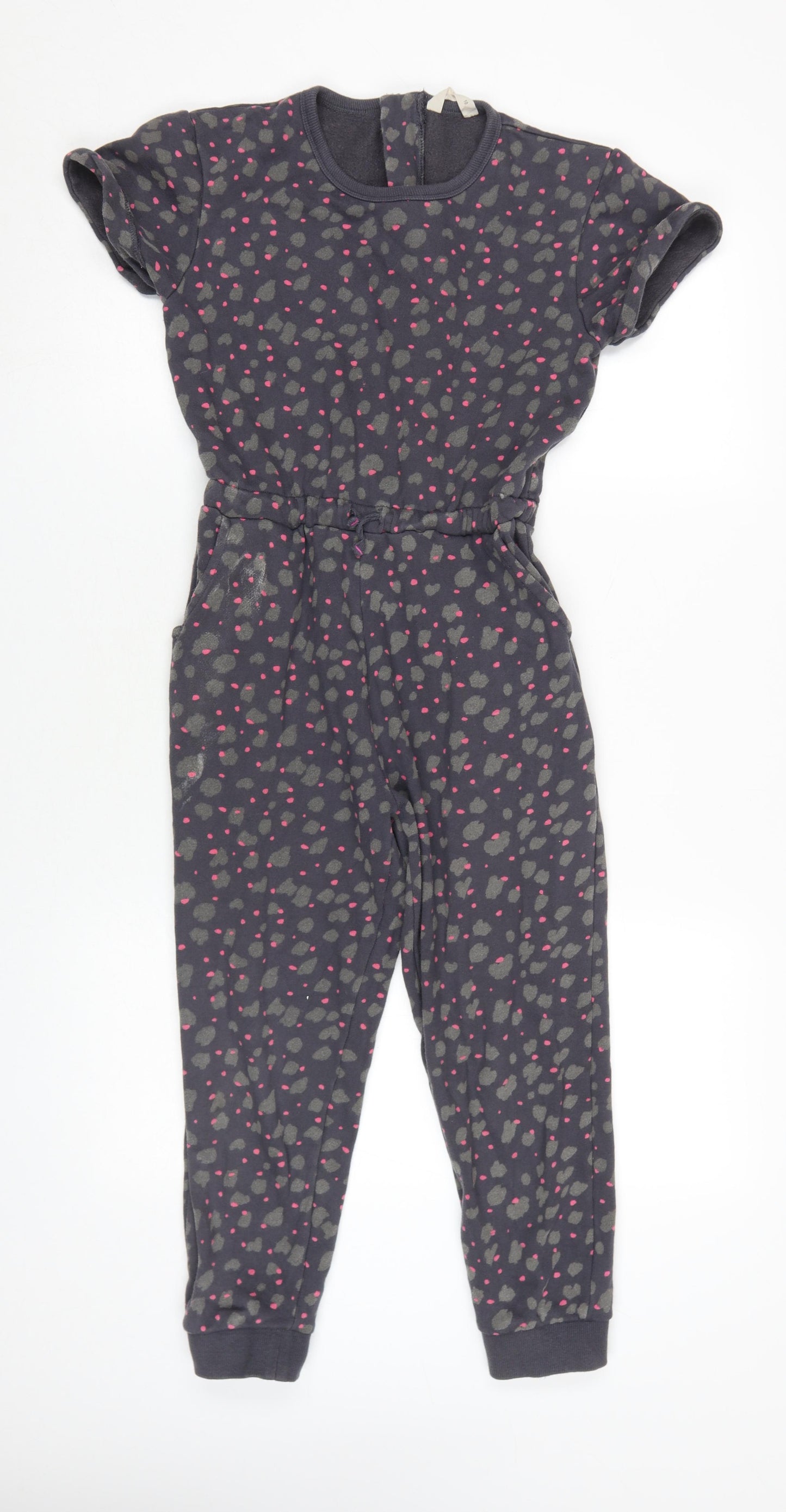 John Lewis Girls Grey Animal Print Jumpsuit, Size 10 Years