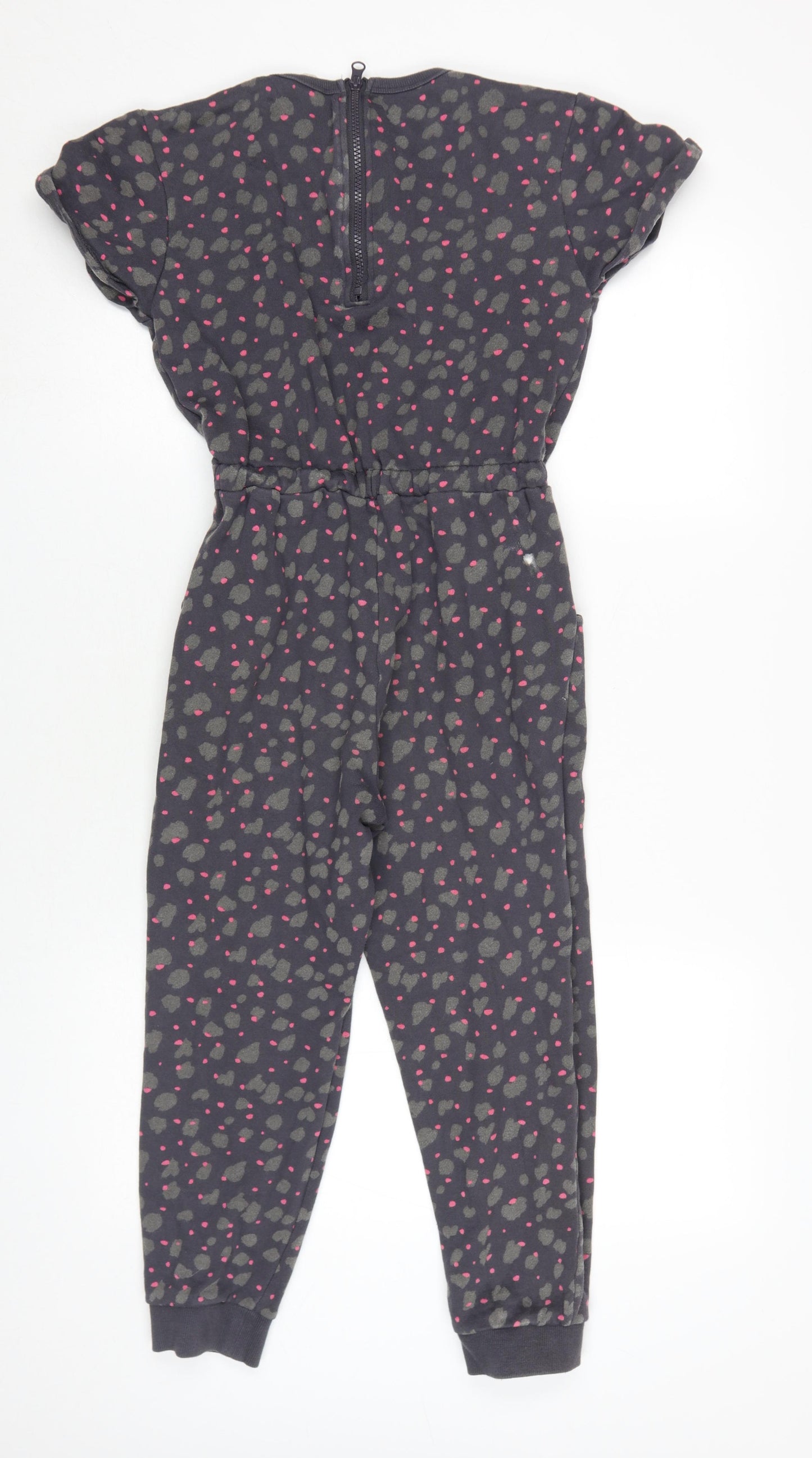 John Lewis Girls Grey Animal Print Jumpsuit, Size 10 Years