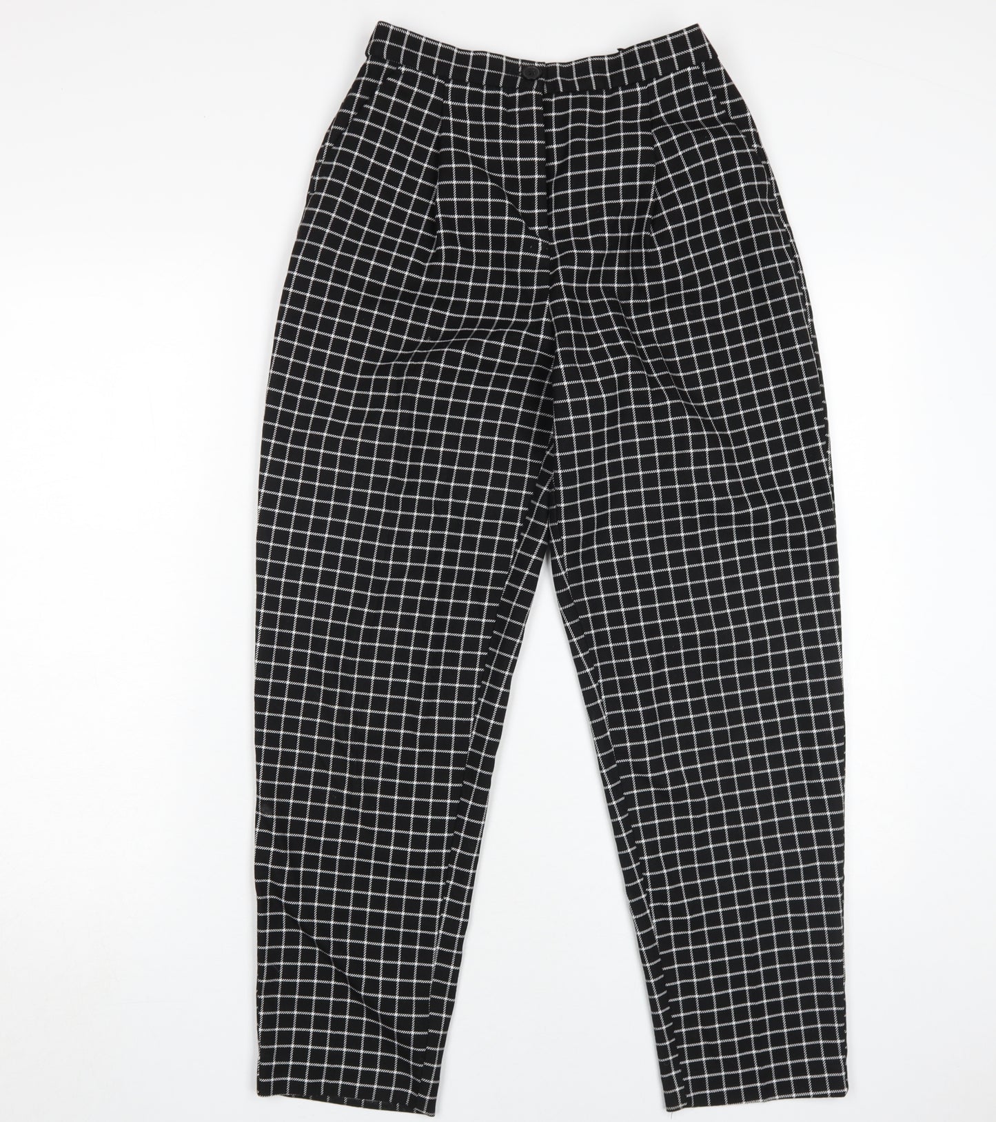 Monki Women's Black Check Straight Trousers Size 6