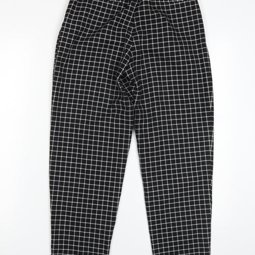 Monki Women's Black Check Straight Trousers Size 6