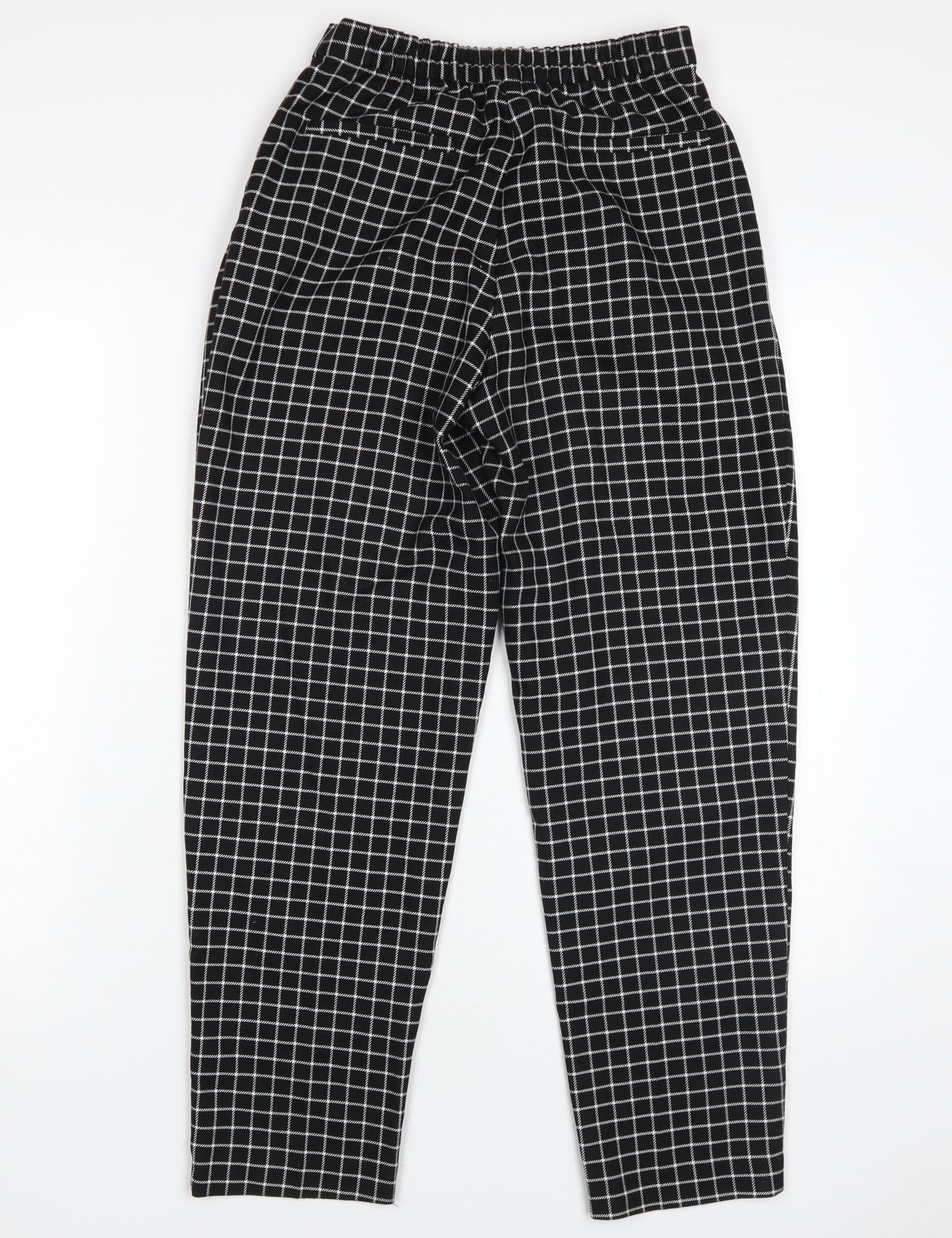 Monki Women's Black Check Straight Trousers Size 6