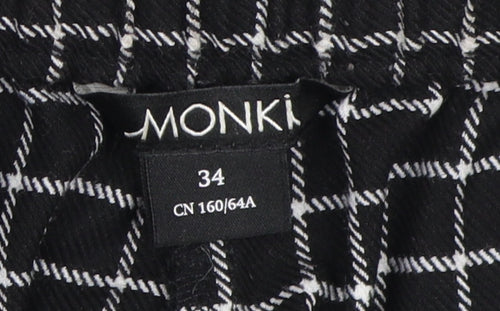 Monki Women's Black Check Straight Trousers Size 6
