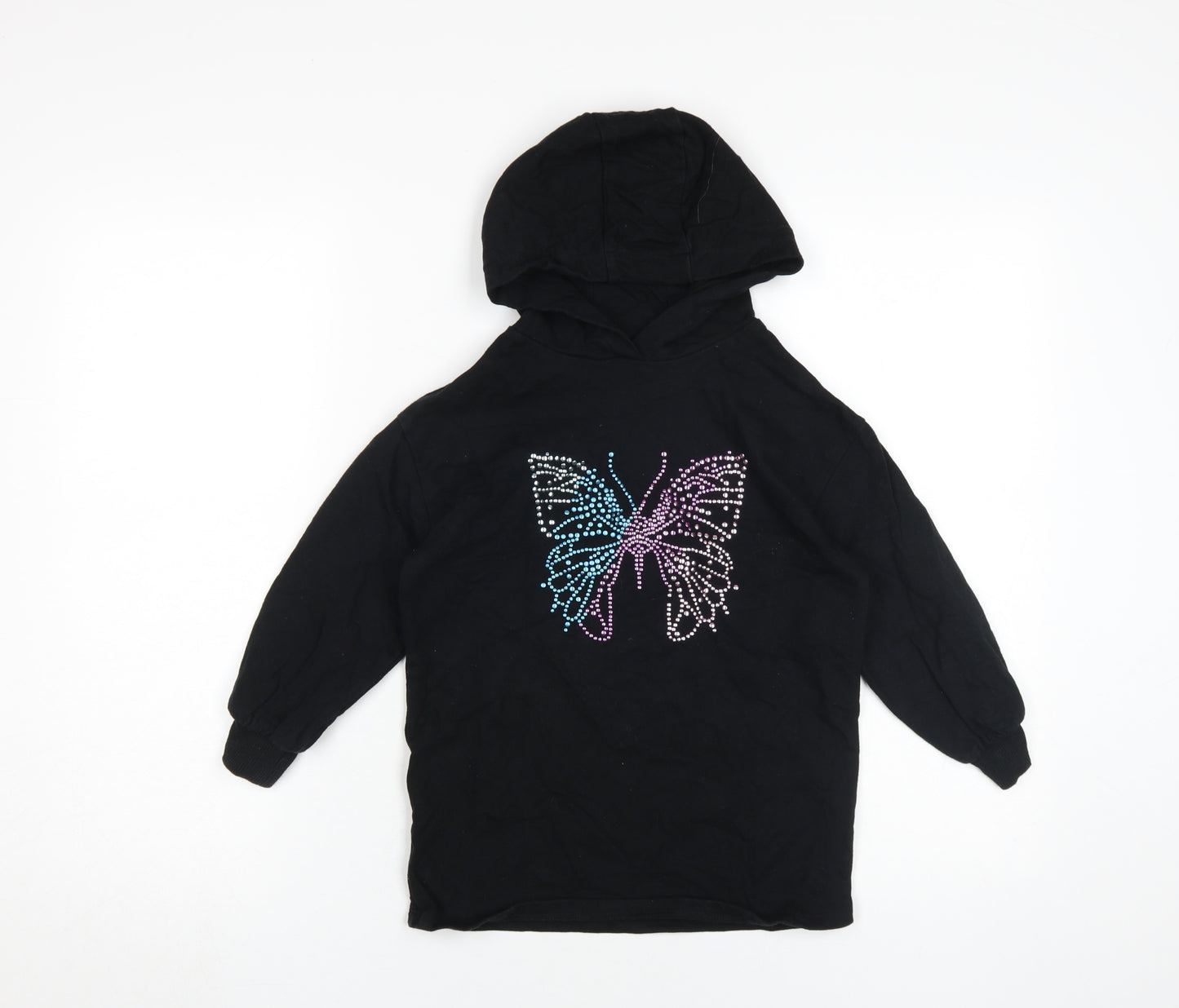 Next Girls Black Butterfly Jewel Hoodie, 6 Years, Pullover