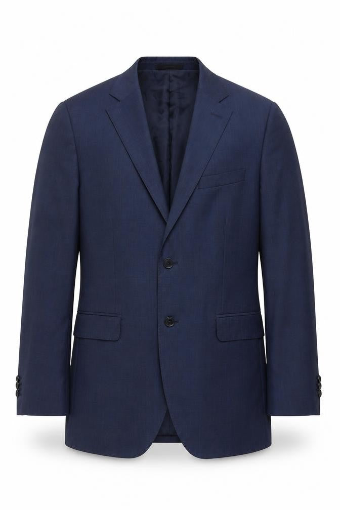 Front view of Massimo Dutti Men's Blue Wool Blazer, size 40R