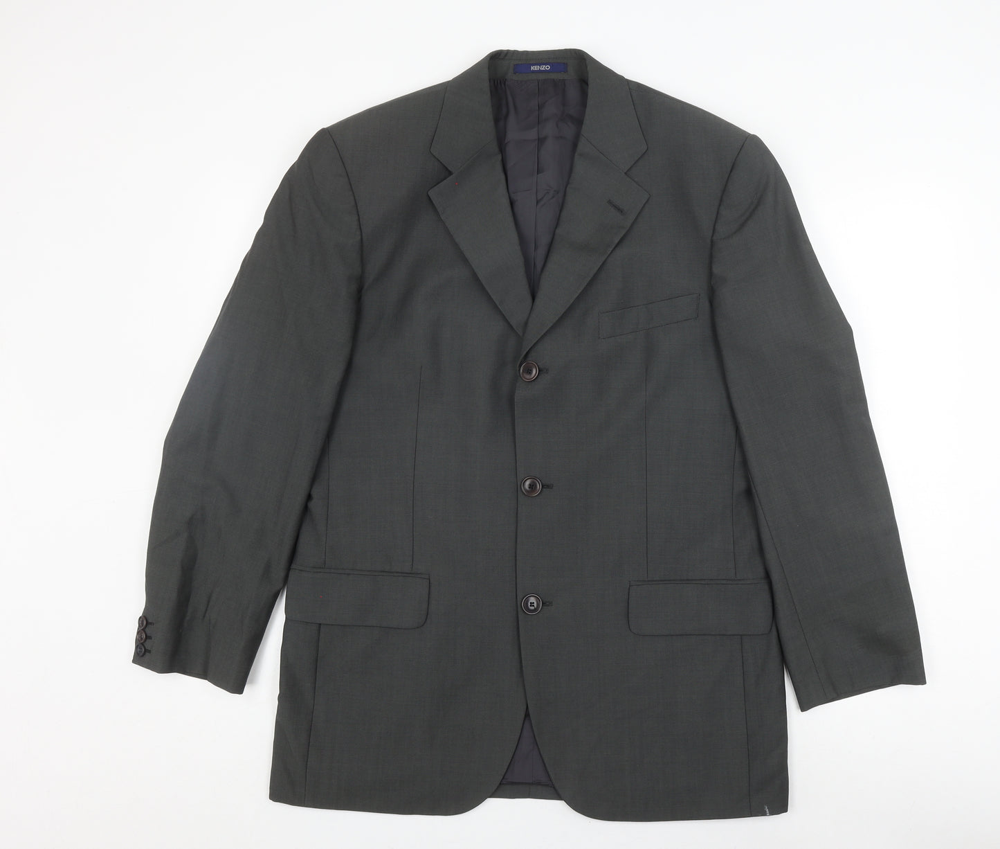 Kenzo Men's Grey Blazer, Size 40R, Wool, Formal Wear