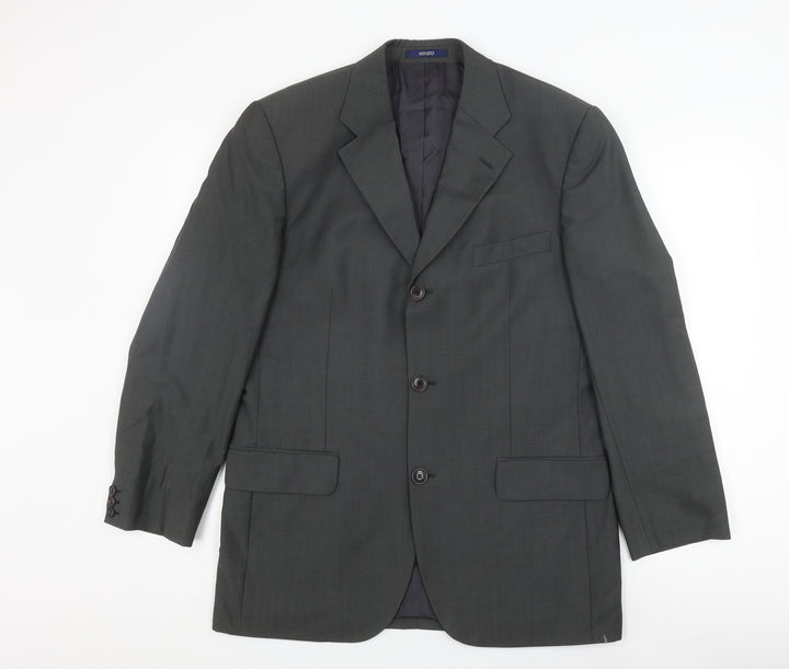 Kenzo Men's Grey Blazer, Size 40R, Wool, Formal Wear
