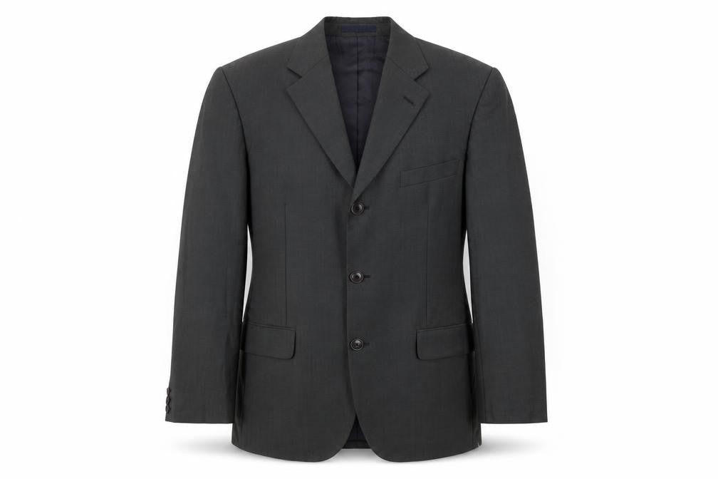 Front view of Kenzo Men's Grey Blazer, size 40R, Wool, Formal Wear