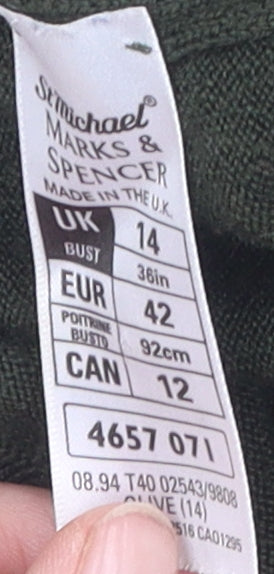 Marks and Spencer Women's Green Knit Top UK 14