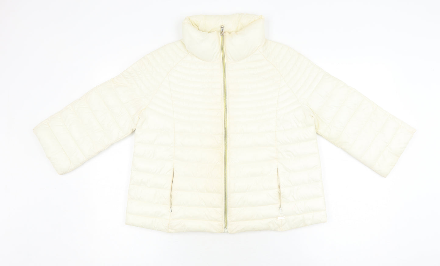 Guess Women's Ivory Puffer Jacket XS, Full Zip Quilted