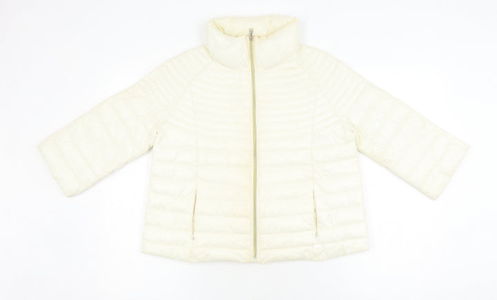 Guess Women's Ivory Puffer Jacket XS, Full Zip Quilted