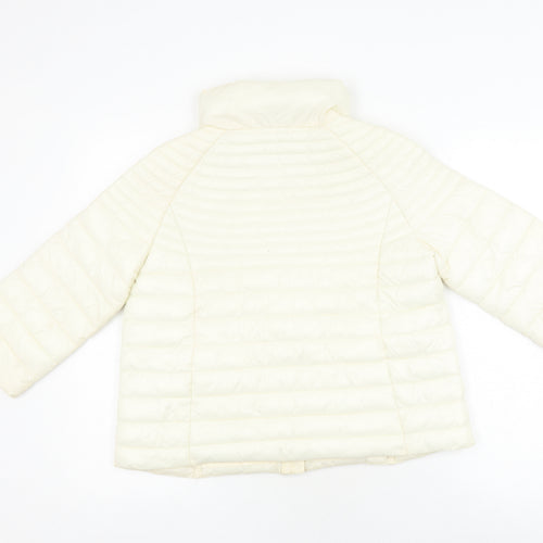 Guess Women's Ivory Puffer Jacket XS, Full Zip Quilted