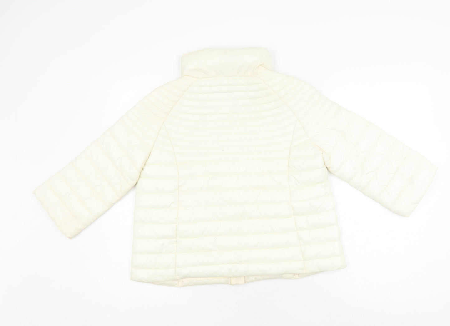 Guess Women's Ivory Puffer Jacket XS, Full Zip Quilted