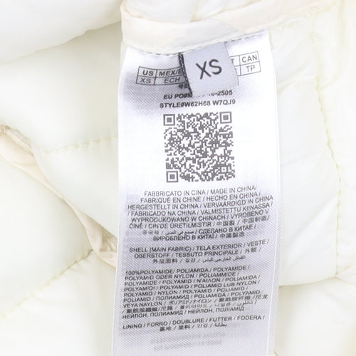 Guess Women's Ivory Puffer Jacket XS, Full Zip Quilted