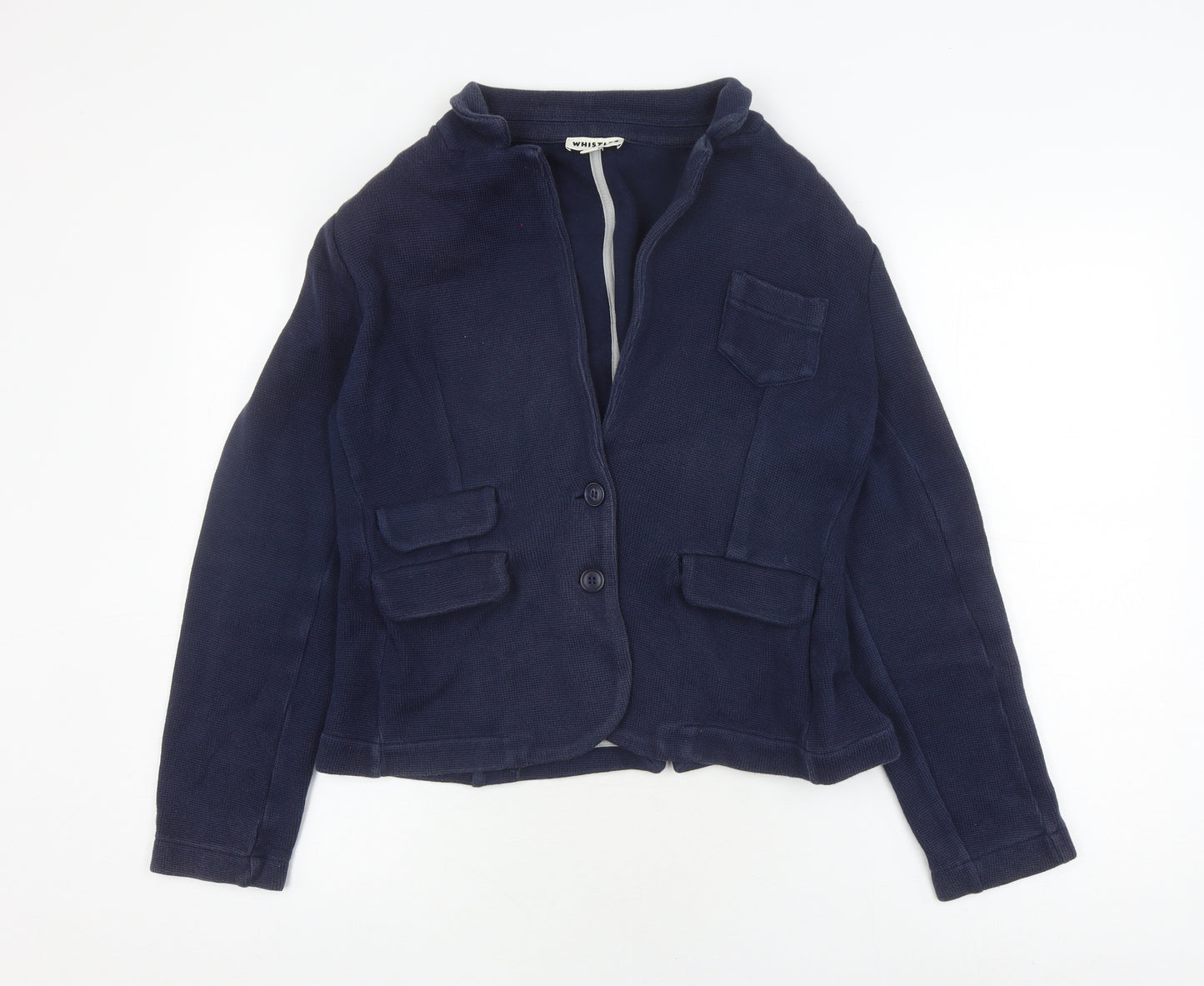 Whistles Women's Blue Knit Basic Jacket Size 14