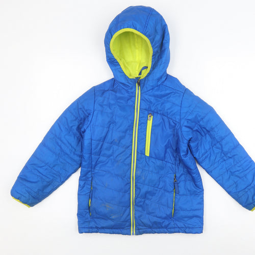 Lands' End Boys Blue Puffer Jacket, Size 8, Hooded Winter Coat