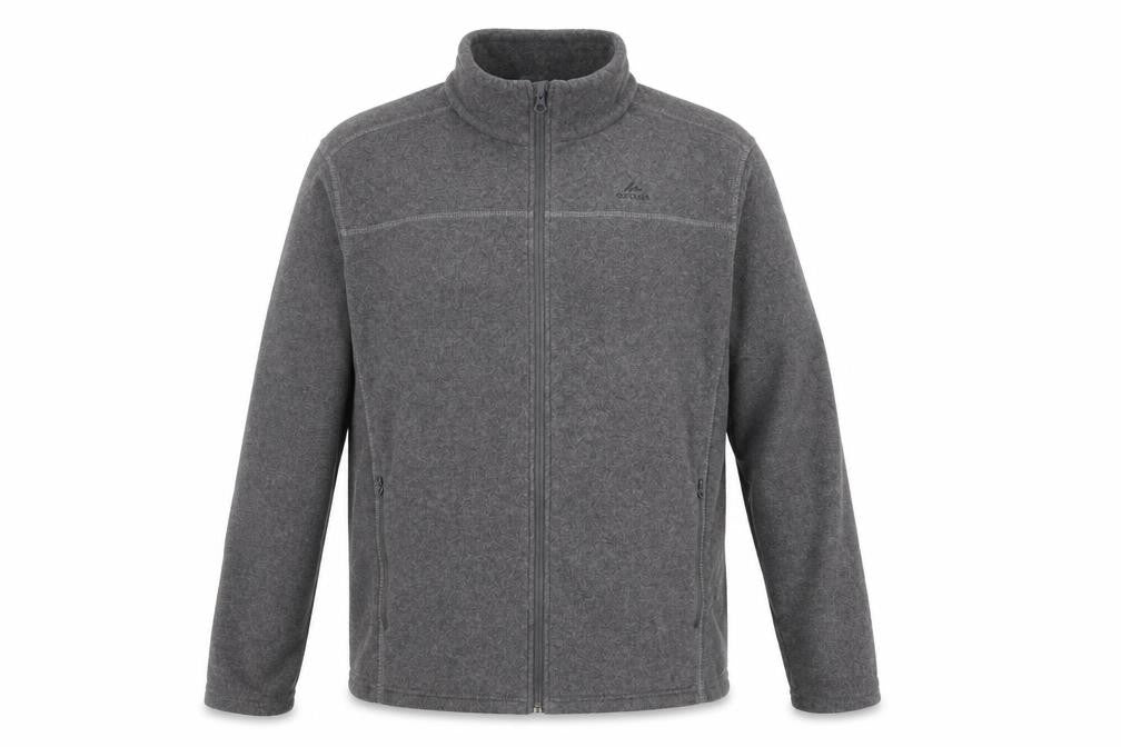 Front view of Quechua Men's Grey Fleece Full Zip Jacket XL