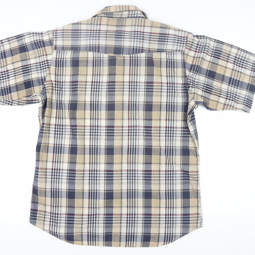 MWG Apparel Men's Beige Plaid Casual Button-Up Shirt L