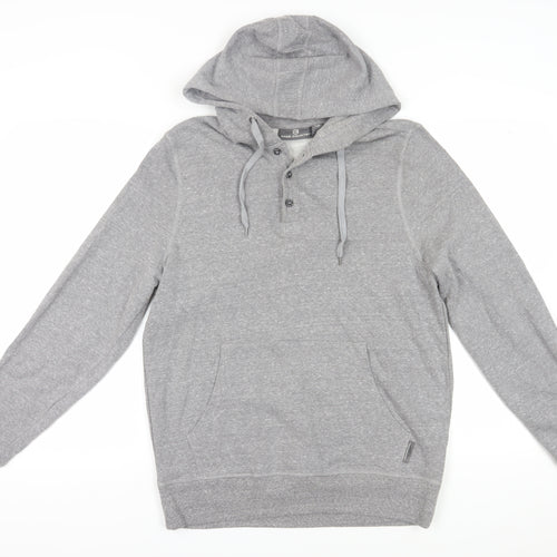 Free Country Men's Grey Henley Hoodie Size S