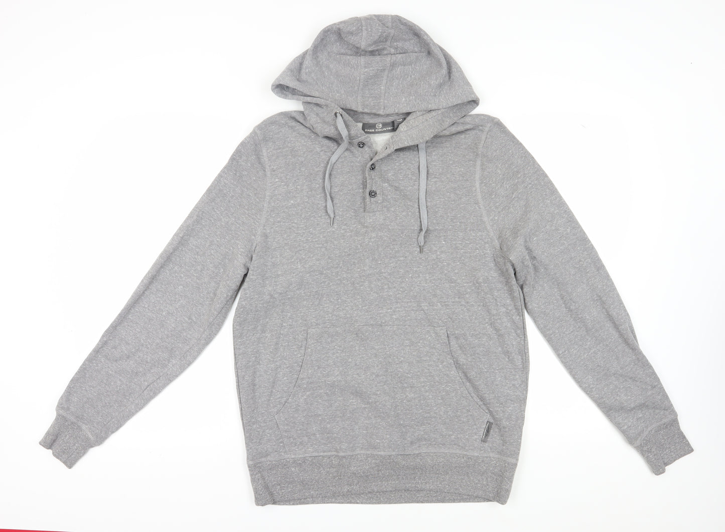 Free Country Men's Grey Henley Hoodie Size S