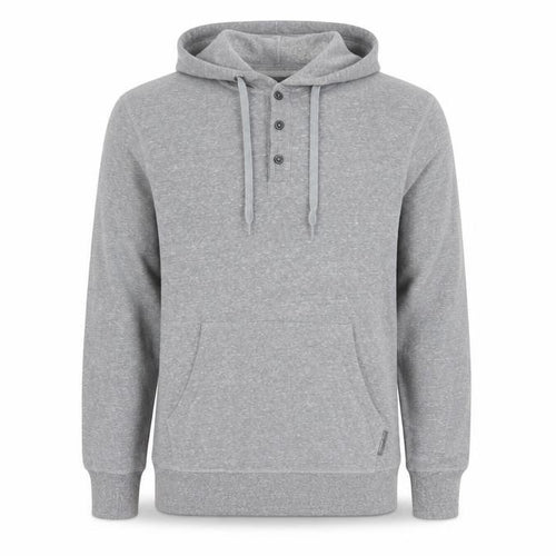 Free Country Men's Grey Henley Hoodie Size S