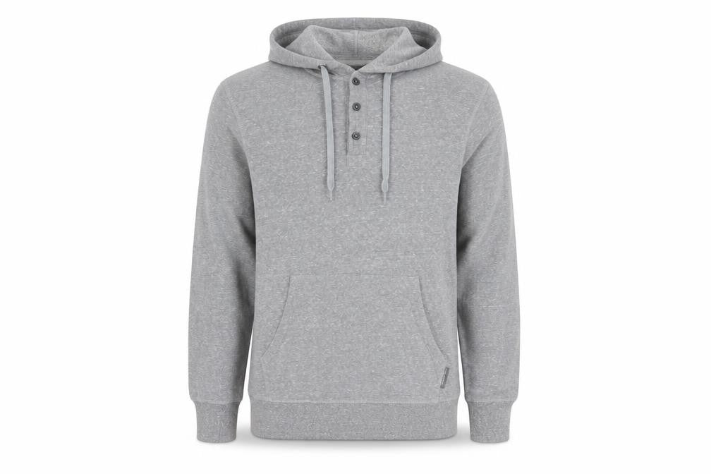 Free Country Men's Grey Henley Hoodie Size S