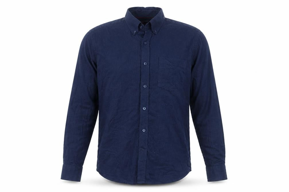 Front view of Cool Blue Men's Blue Button-Up Shirt Long Sleeve M