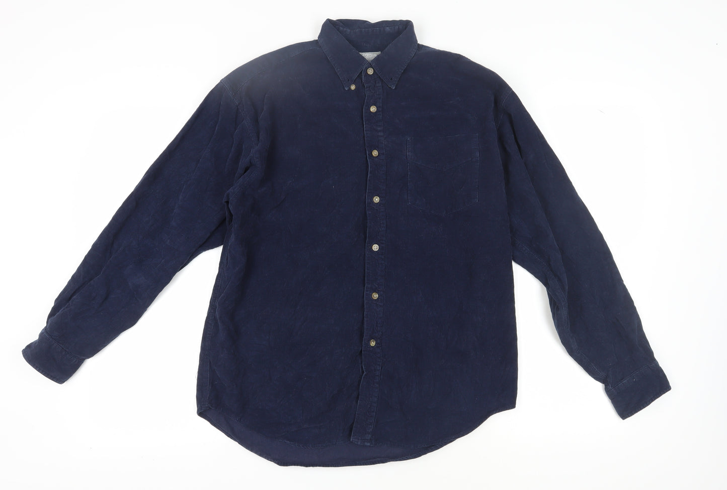 Code One Men's Blue Corduroy Button-Up Shirt M