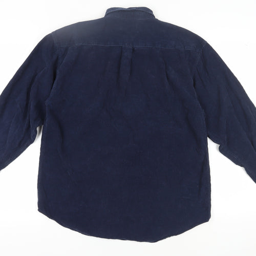 Code One Men's Blue Corduroy Button-Up Shirt M