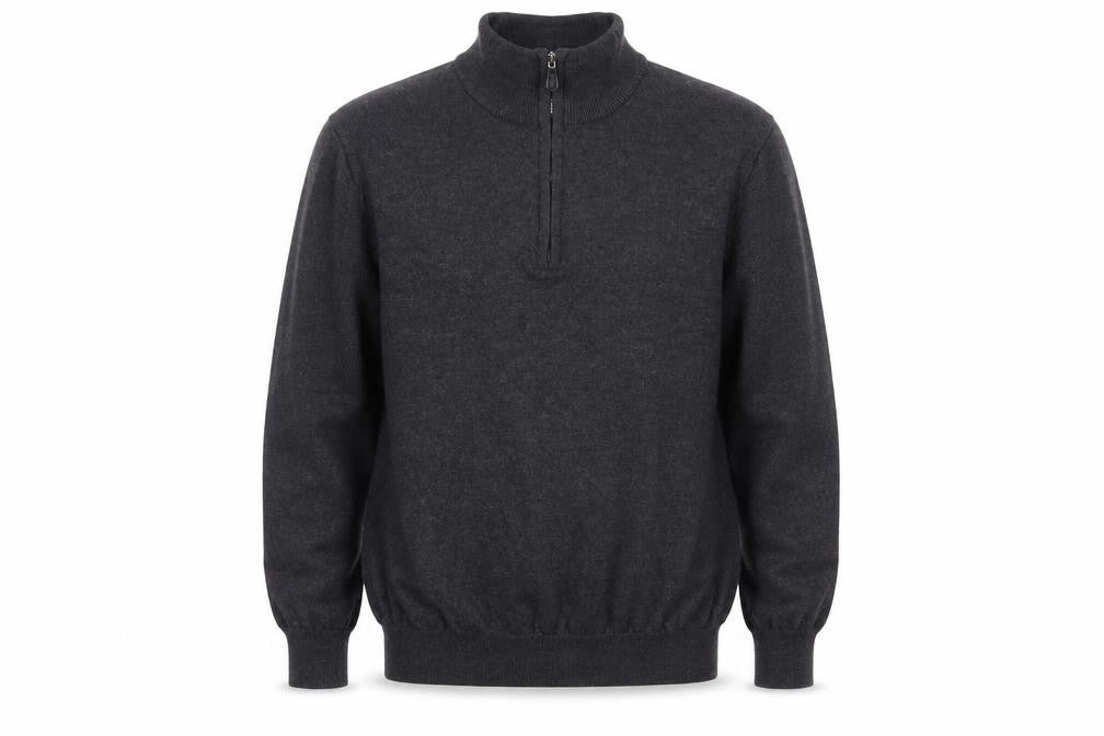 Front view of Black Brown 1826 boys’ black jumper high neck l