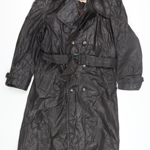 J. Riggins Men's Black Leather Trench Coat Size 42