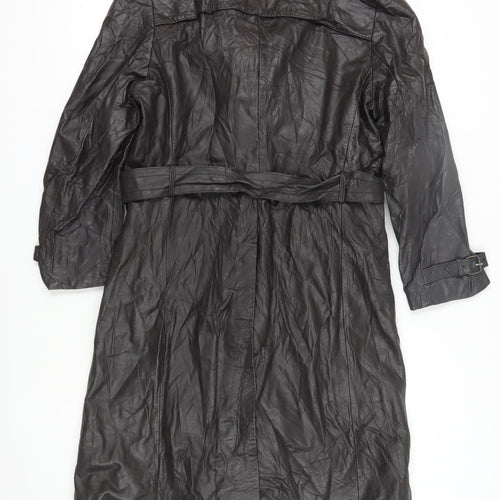 J. Riggins Men's Black Leather Trench Coat Size 42