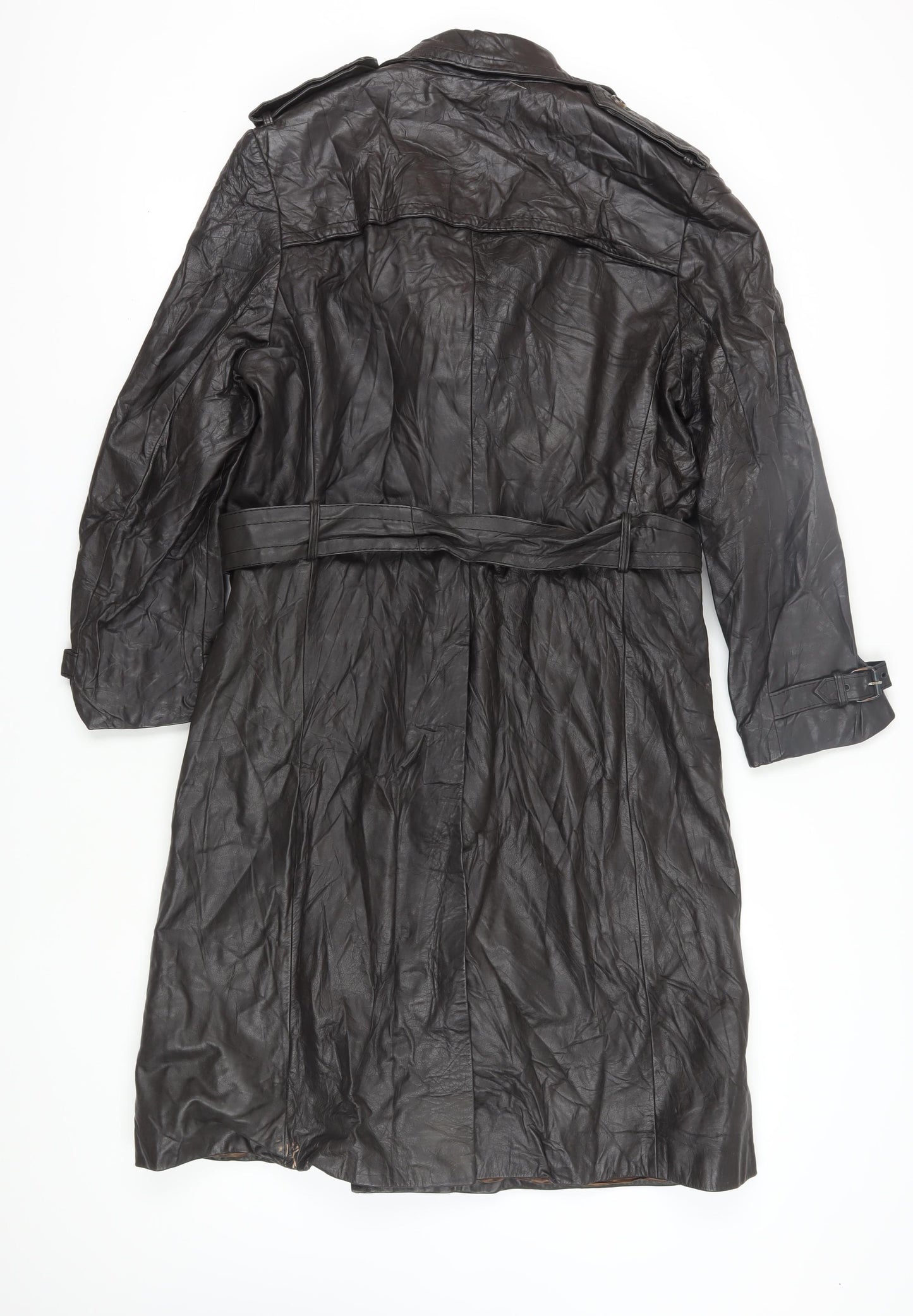 J. Riggins Men's Black Leather Trench Coat Size 42