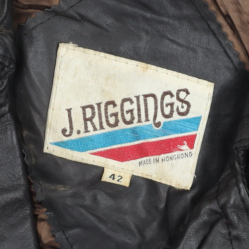 J. Riggins Men's Black Leather Trench Coat Size 42