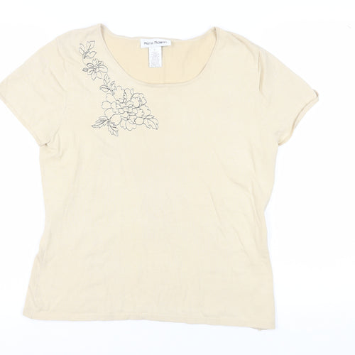 Rena Rowan Beige Women's L Silk Blend T-Shirt