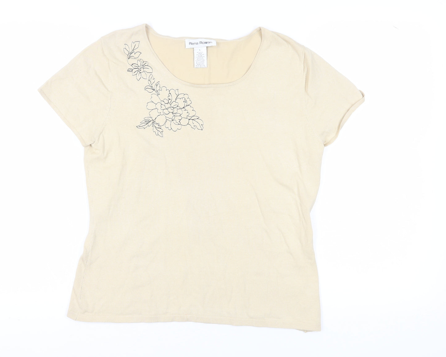 Rena Rowan Beige Women's L Silk Blend T-Shirt