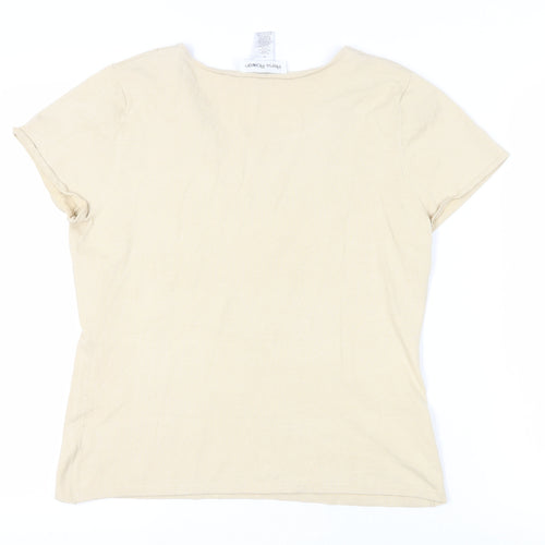 Rena Rowan Beige Women's L Silk Blend T-Shirt