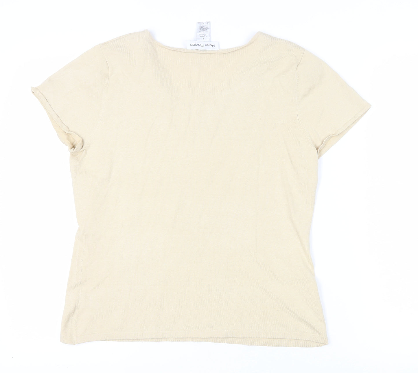 Rena Rowan Beige Women's L Silk Blend T-Shirt
