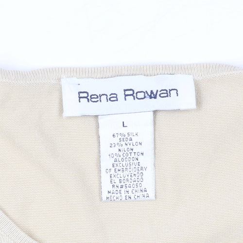 Rena Rowan Beige Women's L Silk Blend T-Shirt