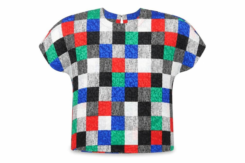 Front view of Nicola Women’s Multicoloured Check T-Shirt L