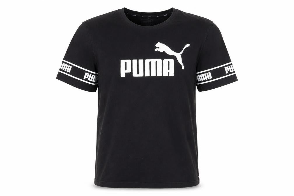 Puma Men's Black Logo T-Shirt, Size L, Crew Neck