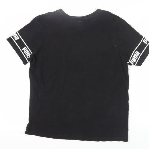 Puma Men's Black Logo T-Shirt, Size L, Crew Neck