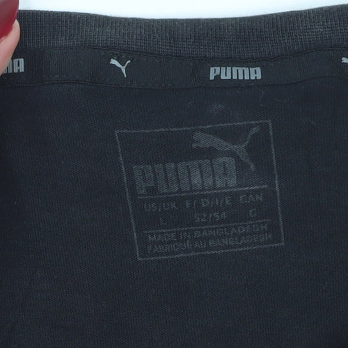 Puma Men's Black Logo T-Shirt, Size L, Crew Neck