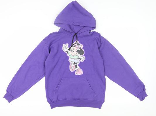 Front view of Port and Company girls’ purple minnie mouse hoodie l
