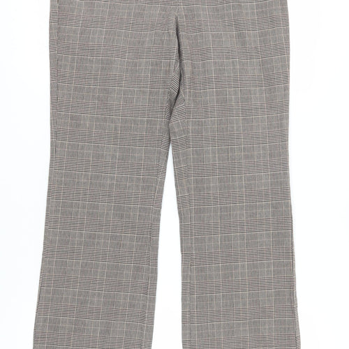 Denver Hayes Women's Grey Check Straight Trousers Size 14