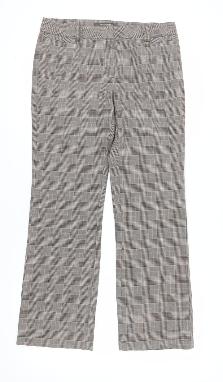 Denver Hayes Women's Grey Check Straight Trousers Size 14