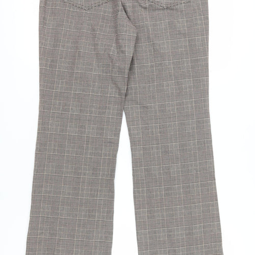 Denver Hayes Women's Grey Check Straight Trousers Size 14