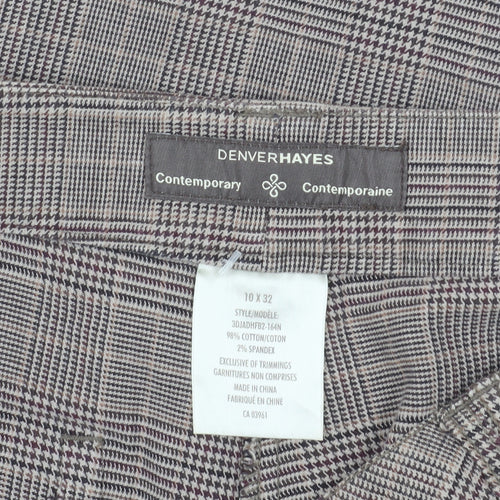 Denver Hayes Women's Grey Check Straight Trousers Size 14