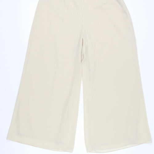 R & M Richards Women's Beige Plus Wide-Leg Trousers