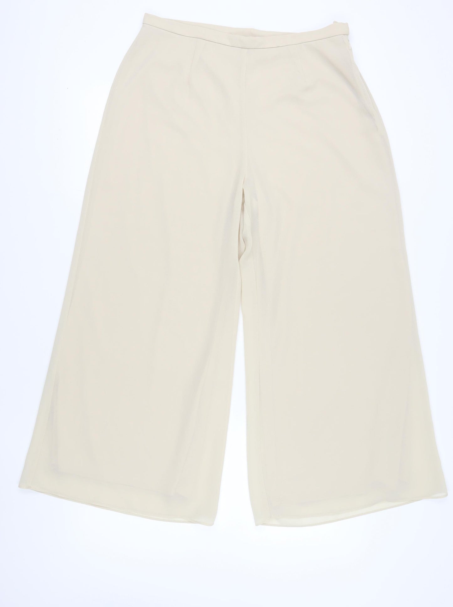 R & M Richards Women's Beige Plus Wide-Leg Trousers
